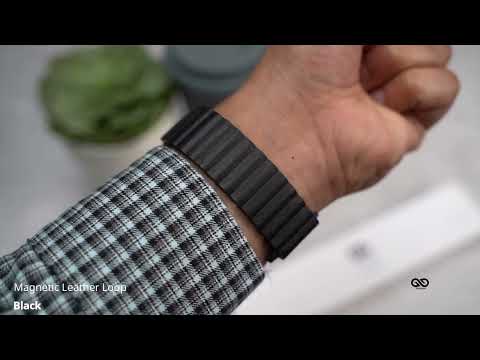 Black Magnetic Leather Loop For iWatch 49MM For Series Ultra