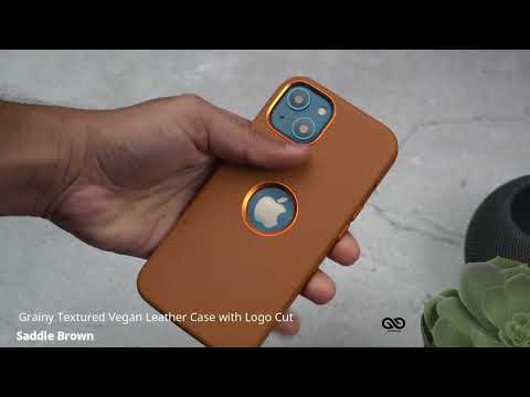 Saddle Brown Grainy Textured Vegan Leather Case with Logo Cut