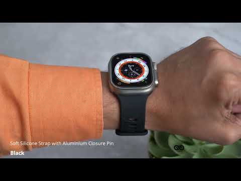 Black Soft Silicone Strap With Aluminum Closure Pin For Apple Watch 49mm Series Ultra
