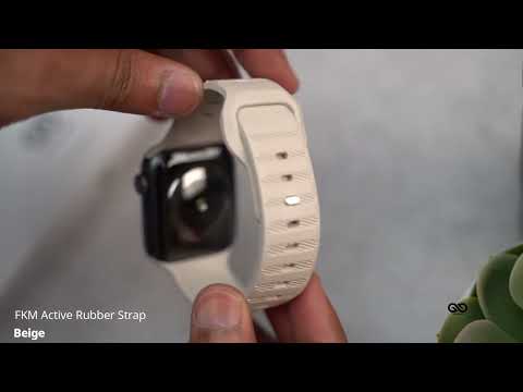 Beige FKM Active Rubber Strap For Apple Watch 45/44/42 mm Series