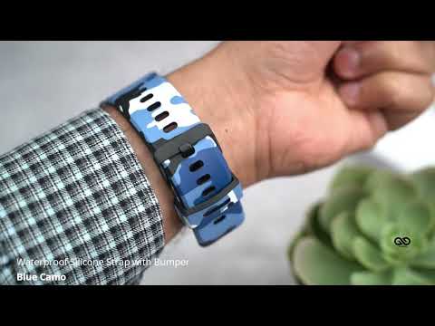 Blue Camo Waterproof silicone strap with bumper for Apple Watch 40/44/45mm