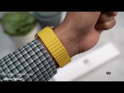 Lemon Yellow Magnetic Leather Loop For iWatch 49MM For Series Ultra