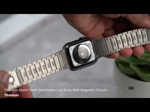Titanium Matte Finish Detachable Link Strap With Magnetic Closure For Apple Watch 42/44/45 mm