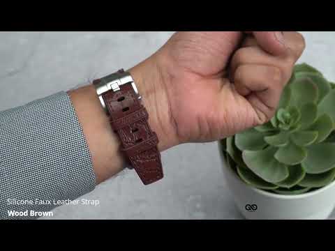 Wood Brown Silicone Faux Leather Strap For Apple Watch 42/44/45/49mm