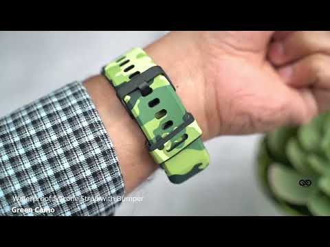 Green Camo Waterproof silicone strap with bumper for Apple Watch 40/44/45mm