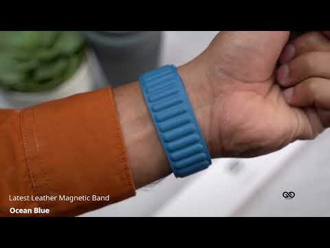 Ocean Blue Latest Leather Magnetic Band For iWatch 49mm For Series Ultra