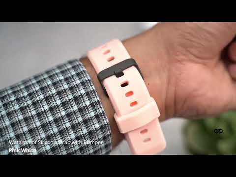 Pink White Waterproof silicone strap with bumper for Apple Watch 40/44/45mm