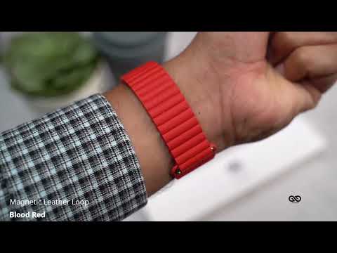 Blood Red Magnetic Leather Loop For iWatch 49MM For Series Ultra