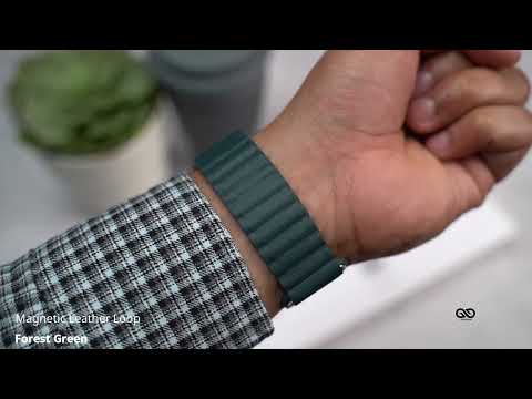 Forest Green Magnetic Leather Loop For iWatch 49MM For Series Ultra