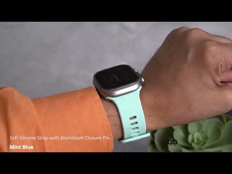 Mint Blue Soft Silicone Strap With Aluminum Closure Pin For Apple Watch 49mm Series Ultra