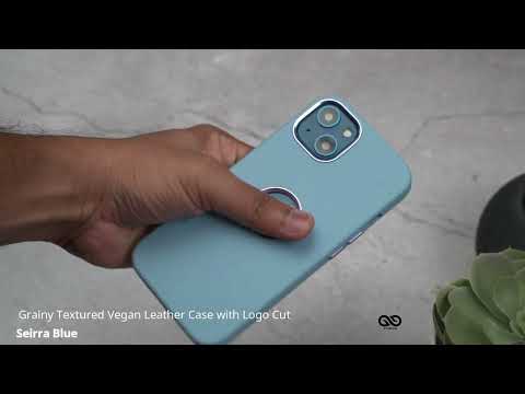 Sierra Blue Grainy Textured Vegan Leather Case with Logo Cut