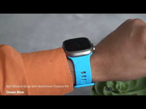 Ocean Blue Soft Silicone Strap With Aluminum Closure Pin For Apple Watch 49mm Series Ultra