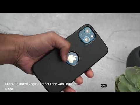 Black Grainy Textured Vegan Leather Case with Logo Cut