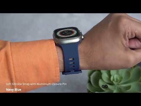 Navy Blue Soft Silicone Strap With Aluminum Closure Pin For Apple Watch 49mm Series Ultra