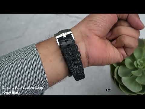 Onyx Black Silicone Faux Leather Strap For Apple Watch 49mm Series Ultra