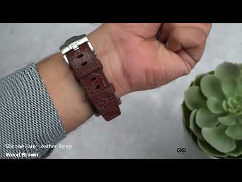 Wood Brown Silicone Faux Leather Strap For Apple Watch 49mm Series Ultra