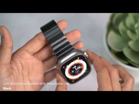 Black Link Strap Metal Bracelet With Detachable Link For iWatch 49MM For Series Ultra