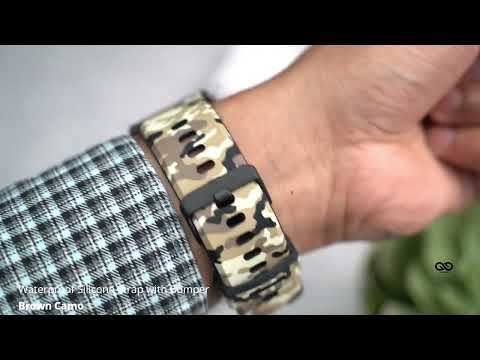 Brown Camo Waterproof silicone strap with bumper for Apple Watch 40/44/45mm