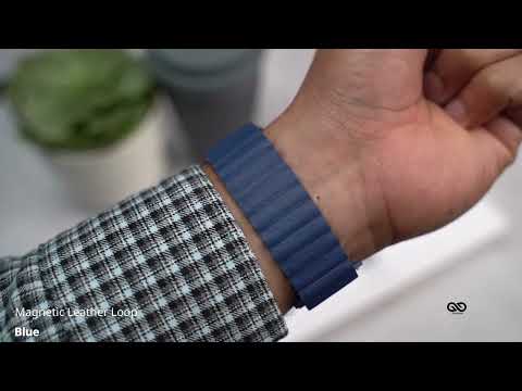 Blue Magnetic Leather Loop For iWatch 49MM For Series Ultra