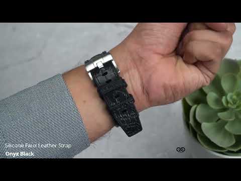 Onyx Black Silicone Faux Leather Strap For Apple Watch 42/44/45/49mm