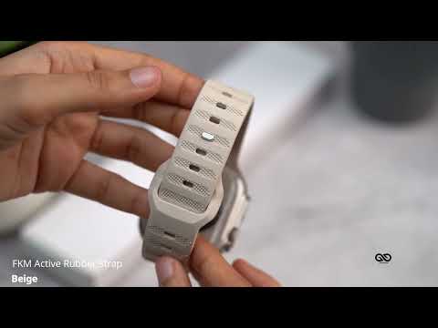 Beige FKM Active Rubber Strap For Apple Watch 49 mm Series Ultra.