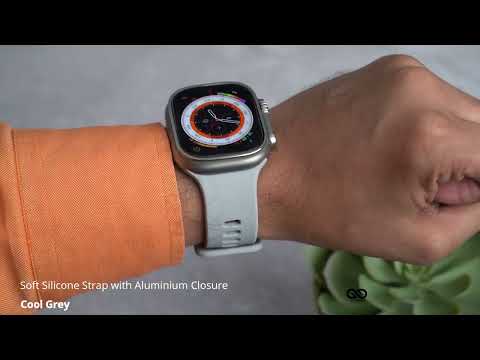 Cool Grey Soft Silicone Strap With Aluminum Closure Pin For Apple Watch 49mm Series Ultra