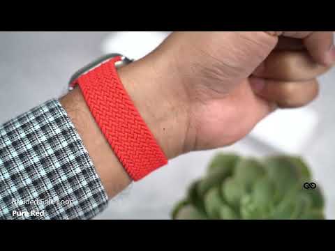 Pure Red Braided Solo Loop For iWatch 49 MM For Series Ultra