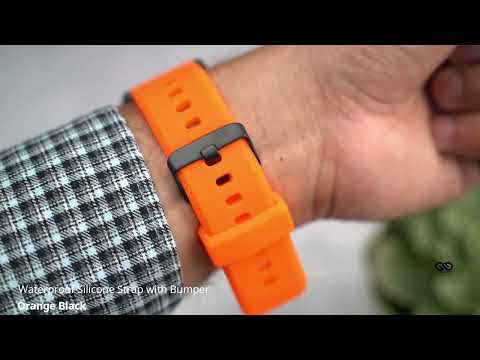 Orange Black Waterproof silicone strap with bumper for Apple Watch 40/44/45mm