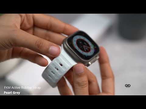 Pearl Grey FKM Active Rubber Strap For Apple Watch 49 mm Series Ultra.