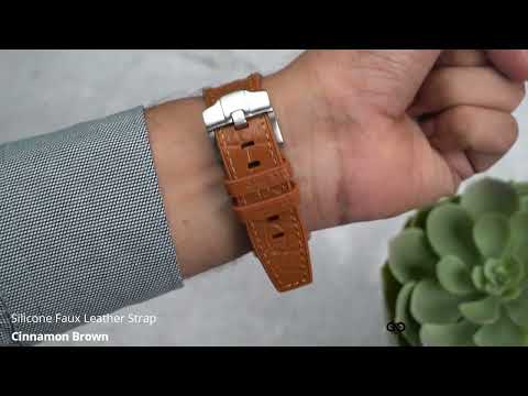 Cinnamon brown Cinnamon Brown Silicone Faux Leather Strap For Apple Watch 49mm Series Ultra