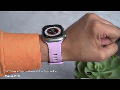 Mauve Pink Soft Silicone Strap With Aluminum Closure Pin For Apple Watch 49mm Series Ultra