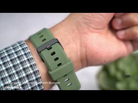 Olive Black Waterproof silicone strap with bumper for Apple Watch 40/44/45mm