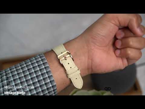 Vintage Beige Vegan Leather Strap For Apple Watch 49mm Series Ultra