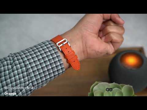 Orange Vegan Leather Strap For Apple Watch 49mm Series Ultra