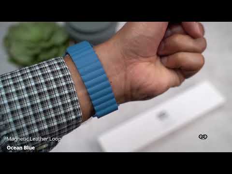 Ocean Blue Magnetic Leather Loop For iWatch 49MM For Series Ultra