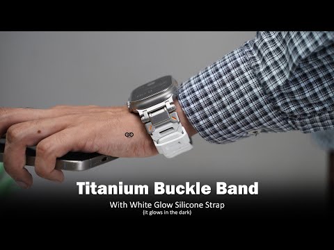 Titanium Buckle Band With White Glow Silicone Strap (it glows in the dark)