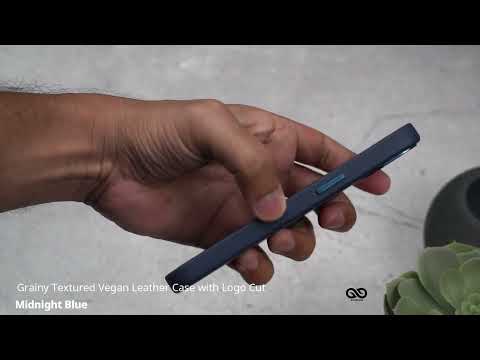 Midnight Blue Grainy Textured Vegan Leather Case with Logo Cut