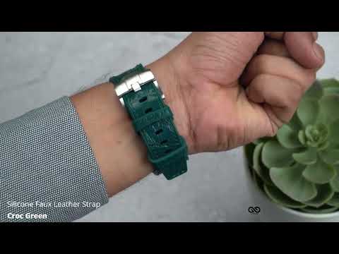 Croc Green Silicone Faux Leather Strap For Apple Watch 49mm Series Ultra