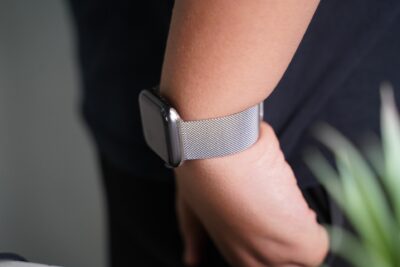 Milanese Magnetic Metal loop strap Silver for Apple Watch 44MM 45MM 46MM Series 4 5 6 7 8 9 10 SE SE 2 Gen