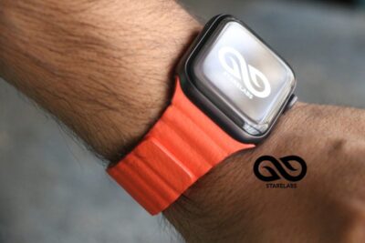 Cosmic Orange Magnetic Leather Loop for Apple Watch 44MM 45MM 46MM Series 4 5 6 7 8 9 10 SE SE 2 Gen