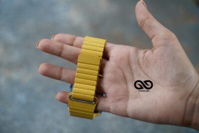 Lemon Yellow Magnetic Leather Loop For Apple Watch 42MM 41MM 40MM Series 4 5 6 7 8 9 10 11 SE SE 2 Gen