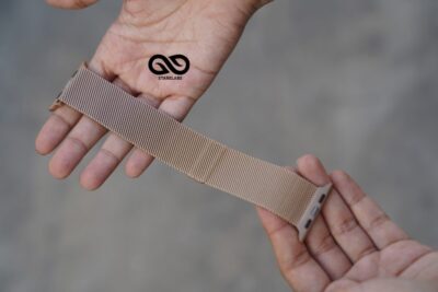 Milanese magnetic metal loop strap Pale Gold for Apple Watch 42MM 41MM 40MM Series 4 5 6 7 8 9 10 11 SE SE 2 Gen