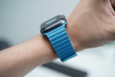 Cornflower Blue Magnetic Leather Strap for Apple Watch 44MM 45MM 46MM Series 4 5 6 7 8 9 10 SE SE 2 Gen