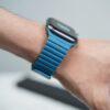 Cornflower Blue Magnetic Leather Strap for Apple Watch 44MM 45MM 46MM Series 4 5 6 7 8 9 10 SE SE 2 Gen