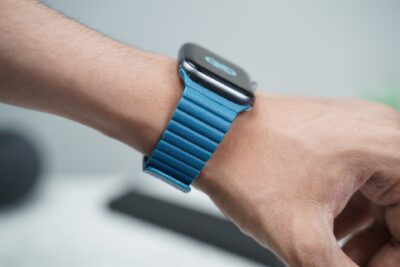 Cornflower Blue Magnetic Leather Strap for Apple Watch 44MM 45MM 46MM Series 4 5 6 7 8 9 10 SE SE 2 Gen