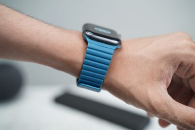 Cornflower Blue Magnetic Leather Strap for Apple Watch 44MM 45MM 46MM Series 4 5 6 7 8 9 10 SE SE 2 Gen