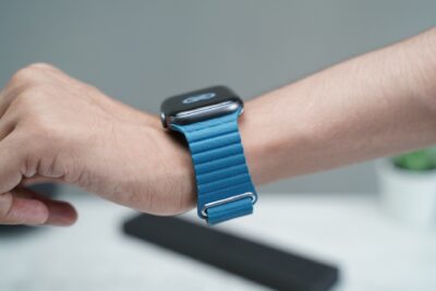 Cornflower Blue Magnetic Leather Strap for Apple Watch 44MM 45MM 46MM Series 4 5 6 7 8 9 10 SE SE 2 Gen