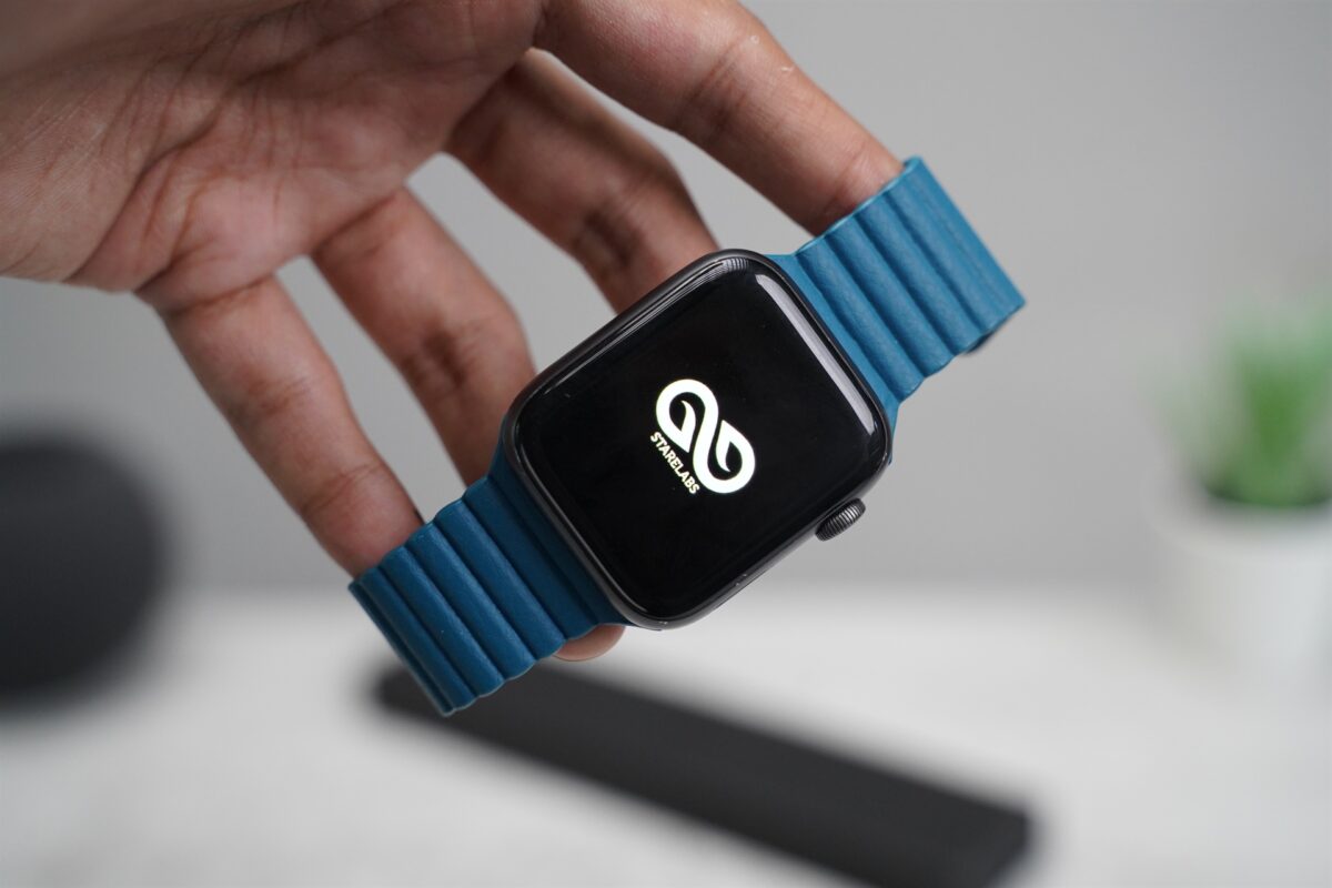 Cornflower Blue Magnetic Leather Strap for Apple Watch 44MM 45MM 46MM Series 4 5 6 7 8 9 10 SE SE 2 Gen