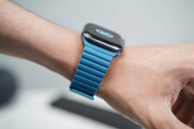 Cornflower Blue Magnetic Leather Strap for Apple Watch 44MM 45MM 46MM Series 4 5 6 7 8 9 10 SE SE 2 Gen