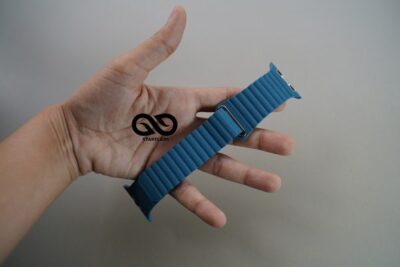 Cornflower Blue Magnetic Leather Strap for Apple Watch 44MM 45MM 46MM Series 4 5 6 7 8 9 10 SE SE 2 Gen